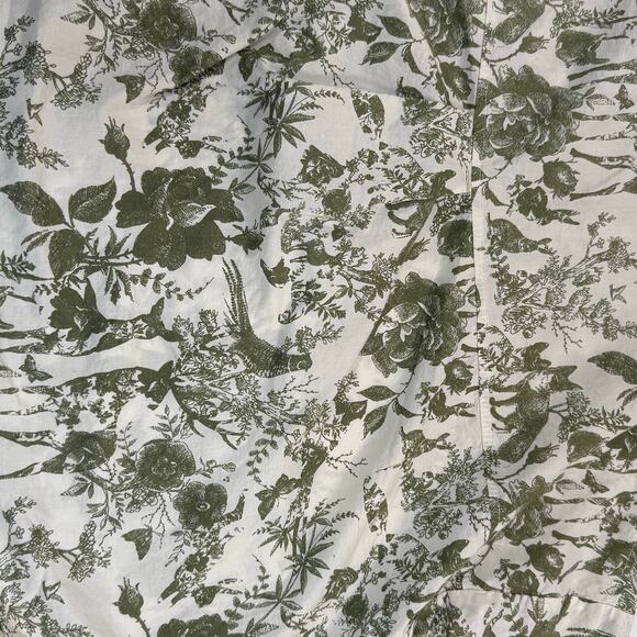 Maison Blanche Oversized Crop Button Up Blouse Nature Print Fox Deer Birds L/XL - Picture 5 of 5